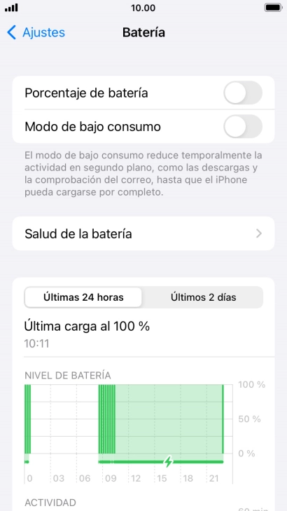 Pulsa Salud de la batería.
