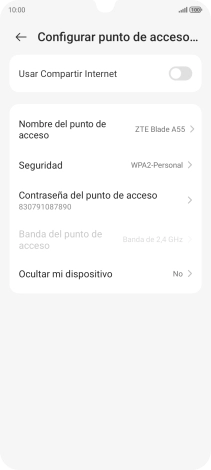 Pulsa Nombre del punto de acceso e introduce el nombre deseado de la conexión wifi