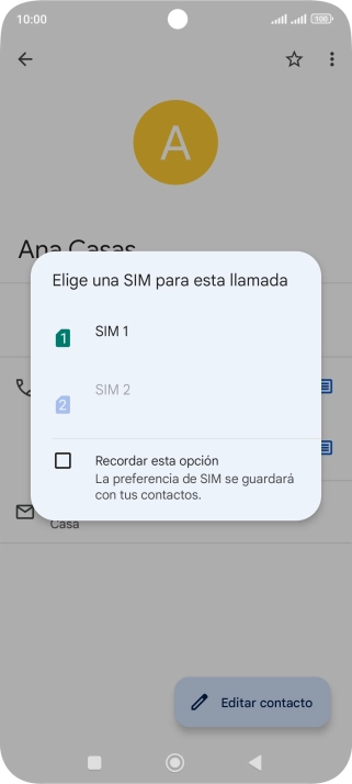 Pulsa la tarjeta SIM deseada.