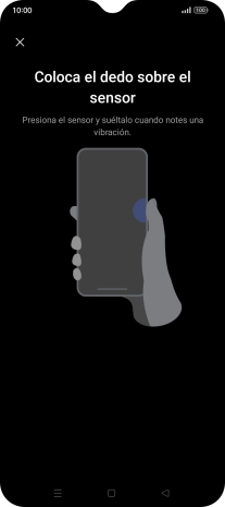Sigue las indicaciones de la pantalla para crear una huella digital como código de seguridad.