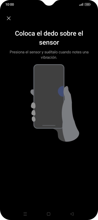 Sigue las indicaciones de la pantalla para crear una huella digital como código de seguridad.