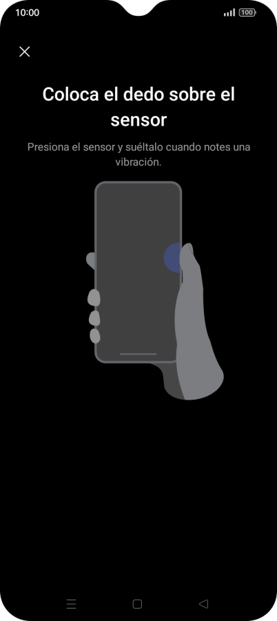 Sigue las indicaciones de la pantalla para crear una huella digital como código de seguridad.