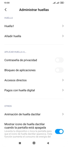 Pulsa  el indicador junto a los ajustes deseados para activarlos o desactivarlos.