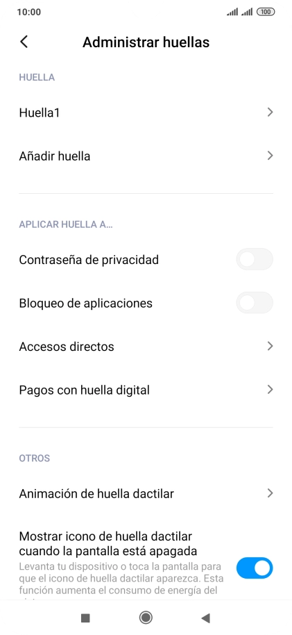 Pulsa  el indicador junto a los ajustes deseados para activarlos o desactivarlos.