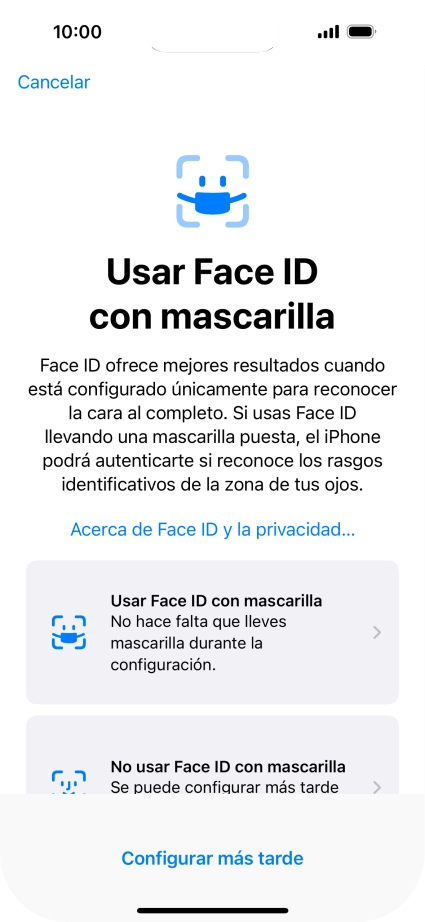 Pulsa Configurar más tarde.