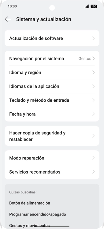 Pulsa Actualización de software. Si hay una versión de software nueva disponible, aparecerá ahora en la pantalla. Sigue las indicaciones de la pantalla para actualizar el software del teléfono.