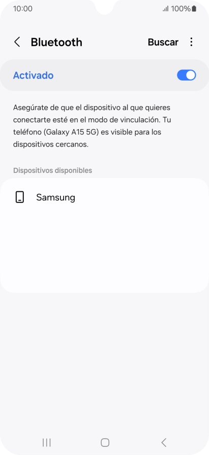 Pulsa el dispositivo Bluetooth deseado y sigue las indicaciones de la pantalla para vincular el dispositivo al teléfono.