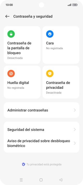 Pulsa Seguridad del sistema.