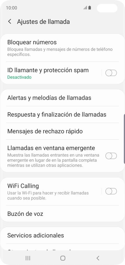 Pulsa Servicios adicionales.