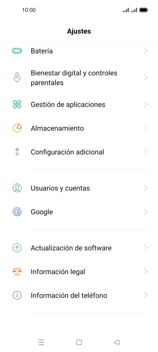 Pulsa Usuarios y cuentas.