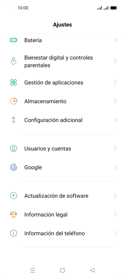 Pulsa Usuarios y cuentas.
