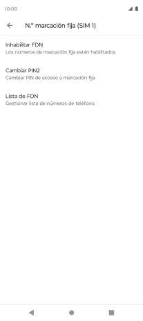 Pulsa Inhabilitar FDN para desactivar la marcación fija.