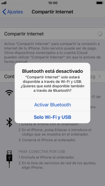 Si la función de wifi está activada, pulsa Solo Wi-Fi y USB.
