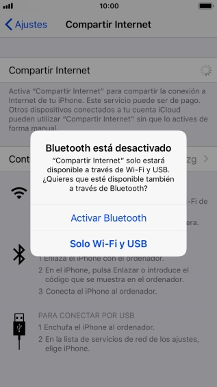 Si la función de wifi está activada, pulsa Solo Wi-Fi y USB.