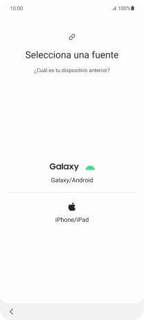 Pulsa el ajuste deseado y sigue las instrucciones de la pantalla para transferir el contenido del otro teléfono.