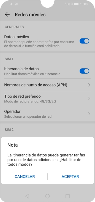 Si activas la función, pulsa ACEPTAR.