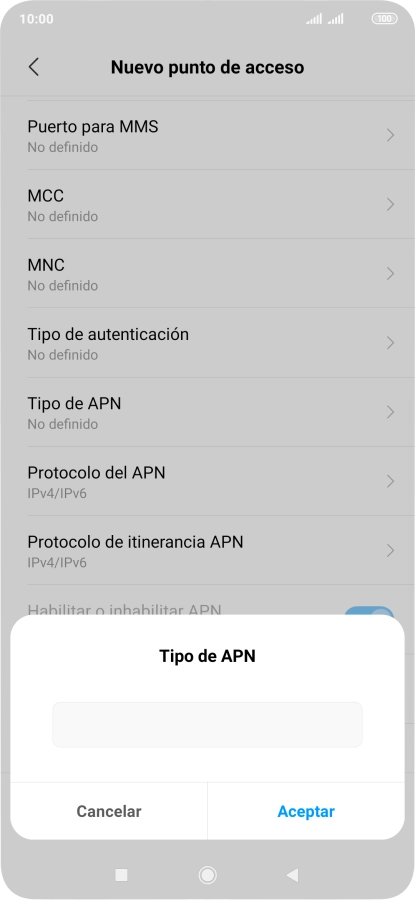 Introduce default y pulsa Aceptar.