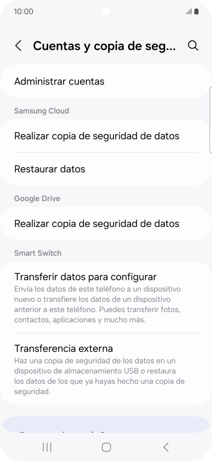 Pulsa Administrar cuentas.