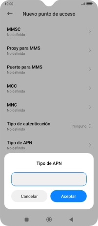 Introduce default y pulsa Aceptar.