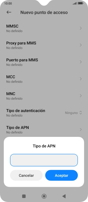 Introduce default y pulsa Aceptar.