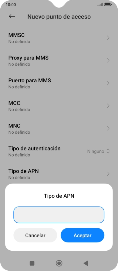 Introduce default y pulsa Aceptar.