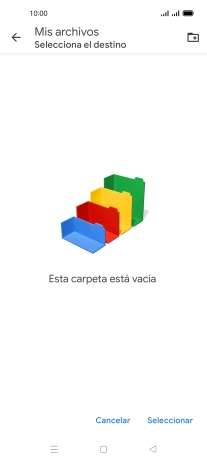 Si deseas crear una nueva carpeta, pulsa el icono de nueva carpeta y sigue las indicaciones de la pantalla para crearla.