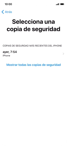 Pulsa la copia de seguridad deseada y espera mientras el teléfono restaura el contenido anterior de la copia de seguridad seleccionada. Sigue a continuación las indicaciones de la pantalla para configurar el teléfono y dejarlo listo para su utilización.
