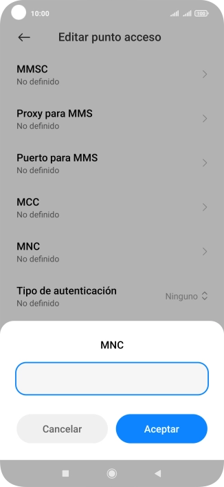 Introduce 01 y pulsa Aceptar.
