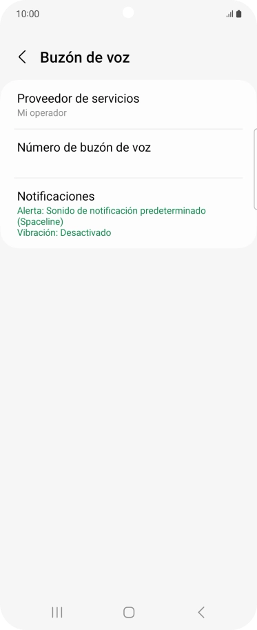 Pulsa Número de buzón de voz.