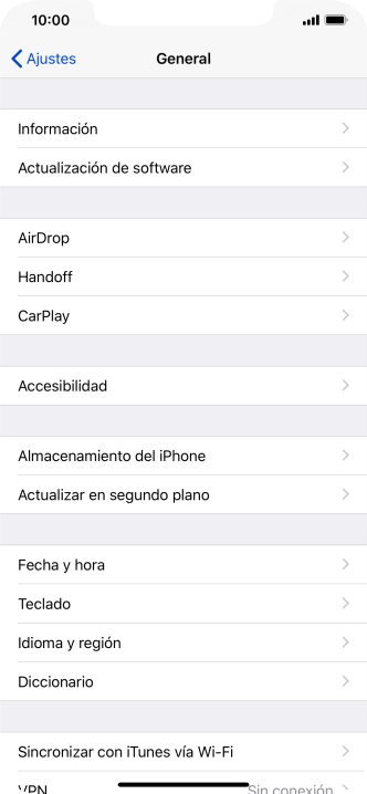 Pulsa Actualización de software. Si hay una versión de software nueva disponible, aparecerá ahora en la pantalla. Sigue las indicaciones de la pantalla para actualizar el software del teléfono.