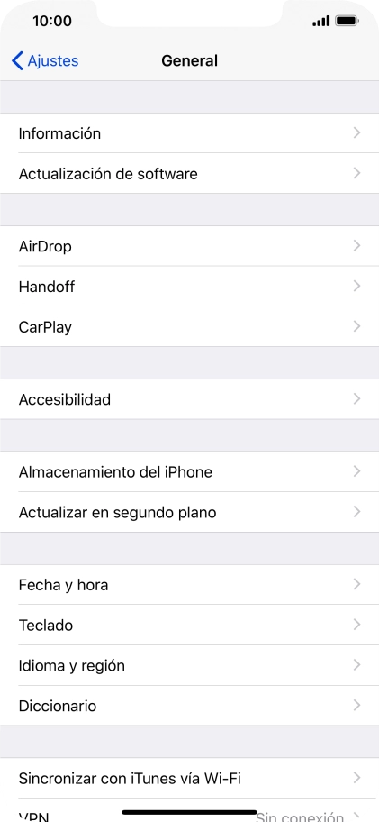 Pulsa Actualización de software. Si hay una versión de software nueva disponible, aparecerá ahora en la pantalla. Sigue las indicaciones de la pantalla para actualizar el software del teléfono.