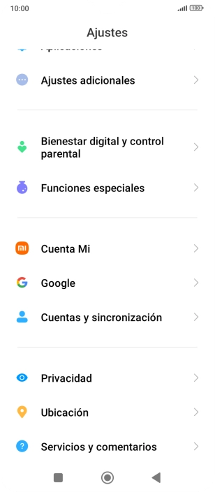 Pulsa Cuentas y sincronización.