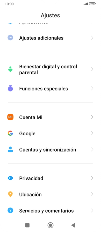 Pulsa Cuentas y sincronización.