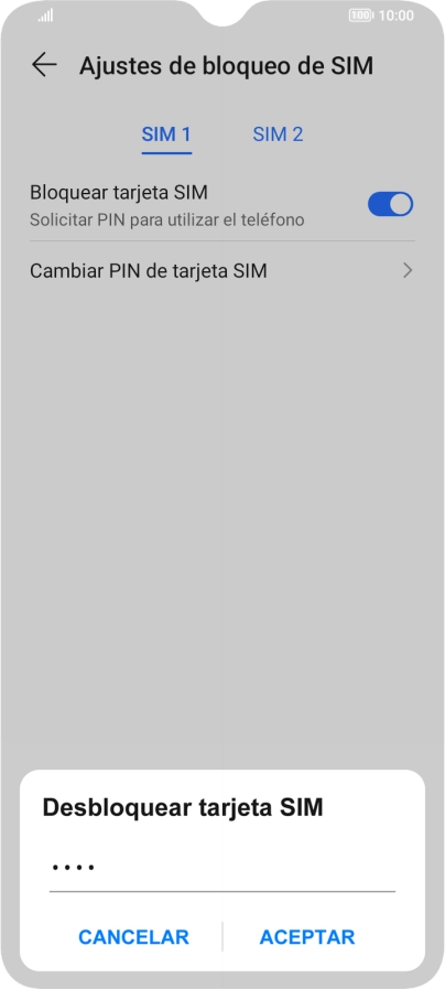 Introduce tu código PIN y pulsa ACEPTAR.