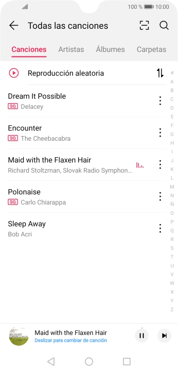 Pulsa el título de la canción en la parte inferior de la pantalla.