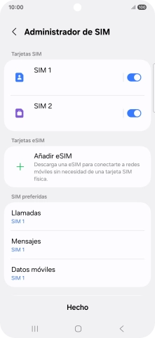 Pulsa la SIM de la línea móvil deseada.