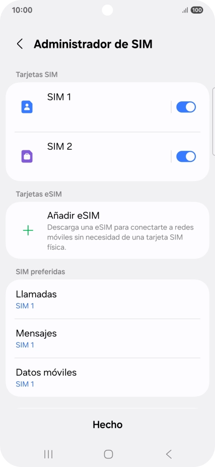 Pulsa la SIM de la línea móvil deseada.