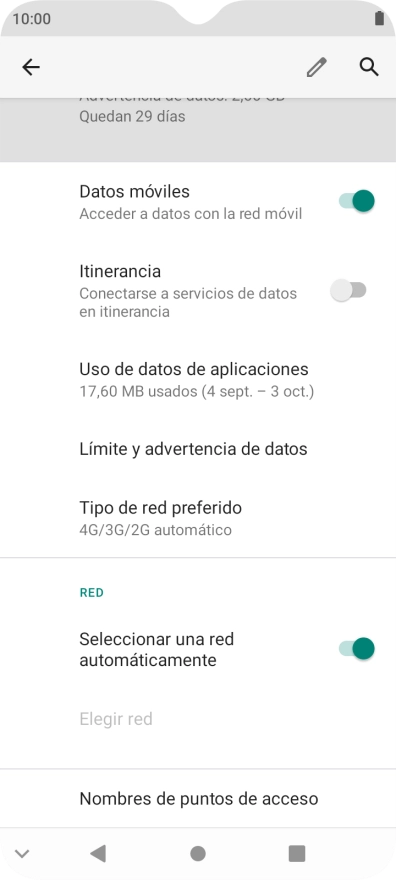 Pulsa Nombres de puntos de acceso.