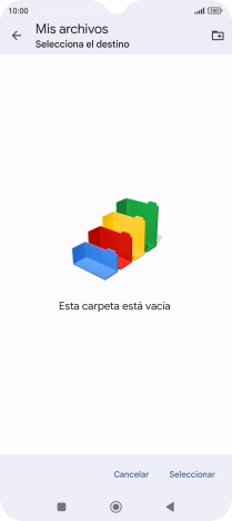 Si deseas crear una nueva carpeta, pulsa el icono de nueva carpeta y sigue las indicaciones de la pantalla para crearla.