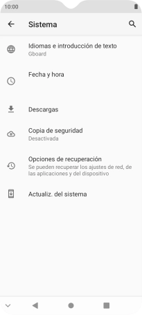 Pulsa Actualiz. del sistema. Si hay una versión de software nueva disponible, aparecerá ahora en la pantalla. Sigue las indicaciones de la pantalla para actualizar el software del teléfono.