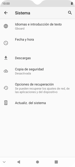 Pulsa Actualiz. del sistema. Si hay una versión de software nueva disponible, aparecerá ahora en la pantalla. Sigue las indicaciones de la pantalla para actualizar el software del teléfono.