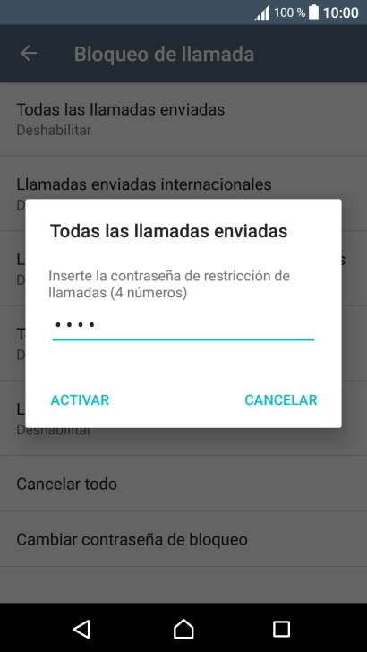 Introduce tu contraseña de restricciones y pulsa ACTIVAR. Introduce tu contraseña de restricciones y pulsa ACTIVAR.