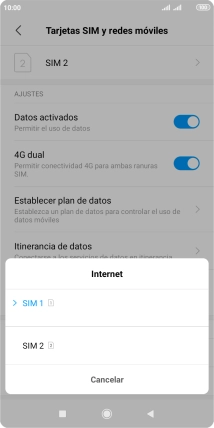 Pulsa la tarjeta SIM deseada.
