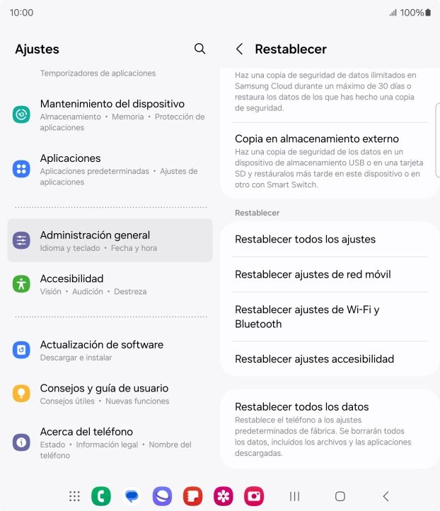 Pulsa Restablecer todos los datos.