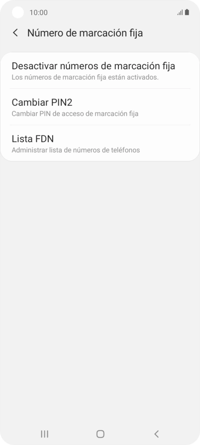Pulsa Desactivar números de marcación fija.