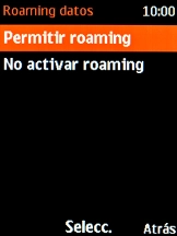 Selecciona Permitir roaming para activar la función.