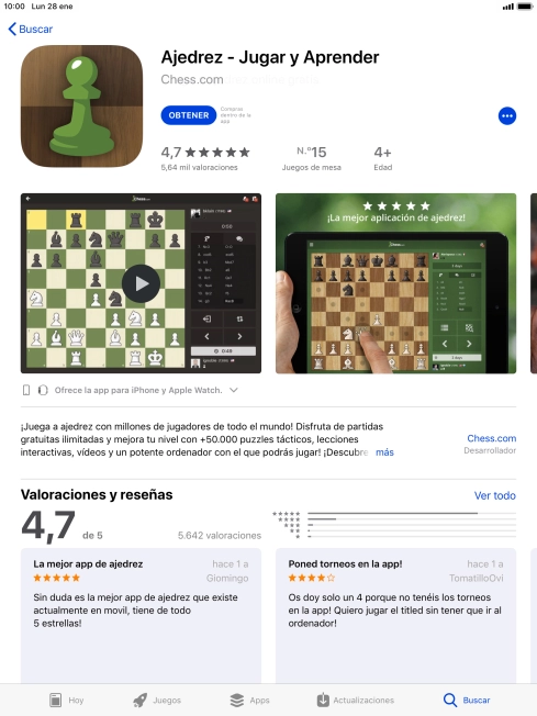 Pulsa OBTENER y sigue las indicaciones de la pantalla para instalar la app.