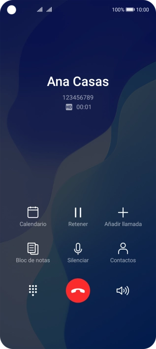 Pulsa el icono de finalizar llamada.
