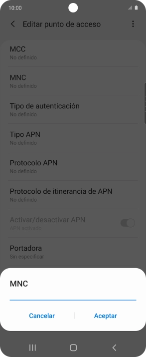 Introduce 01 y pulsa Aceptar.