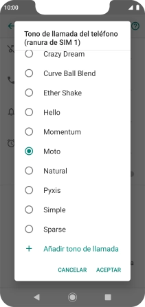 Pulsa Añadir tono de llamada y busca el timbre de llamada que quieras usar.